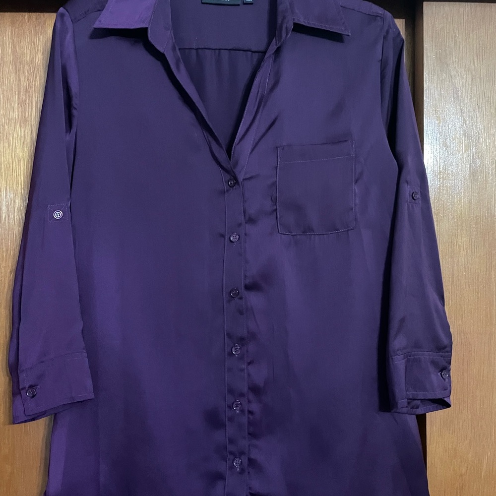 Apt. 9 Women's Deep Purple Casual Button Down Shirt